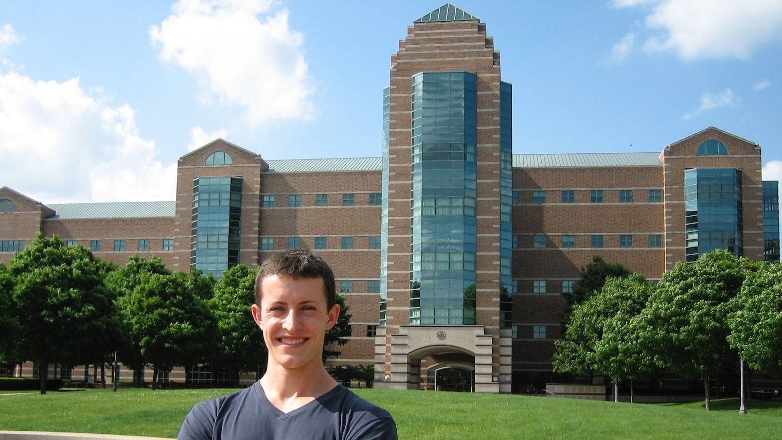 Brendon Smith outside the Beckman Institute for Advanced Science and Technology at the University of Illinois at Urbana-Champaign