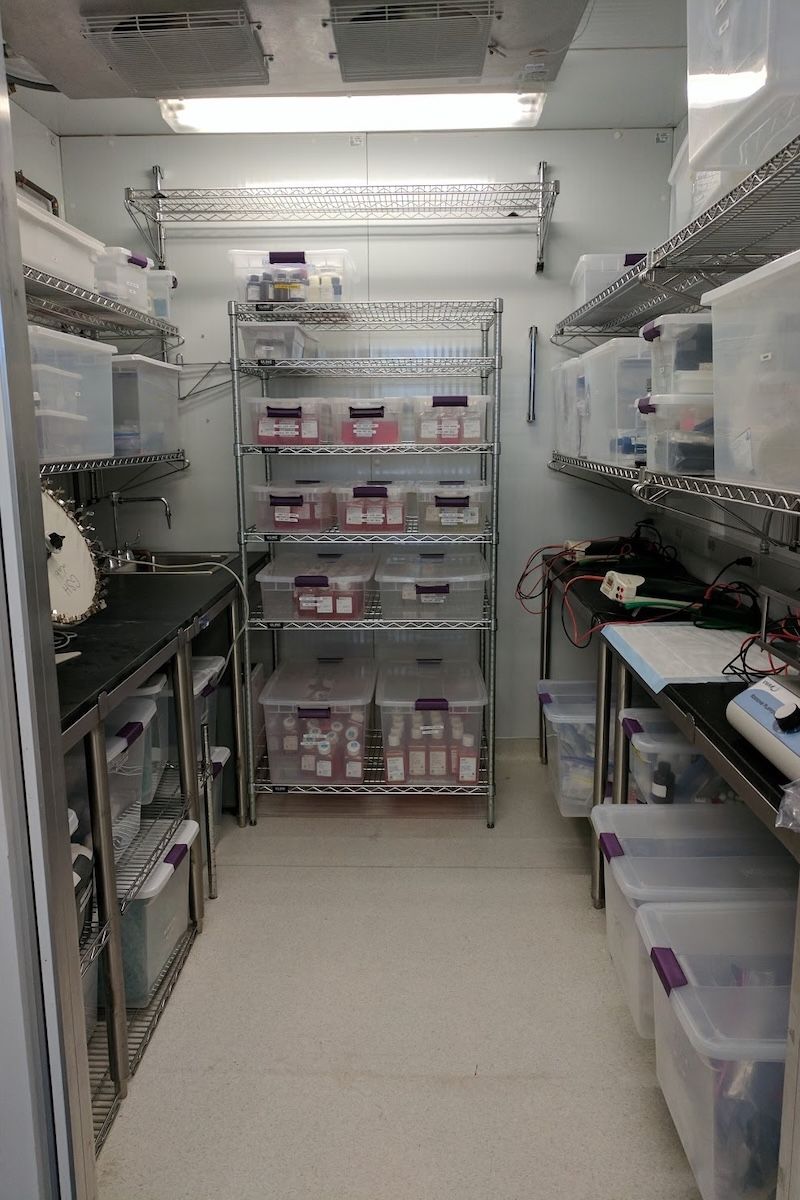 The lab cold room after clean-out and decontamination