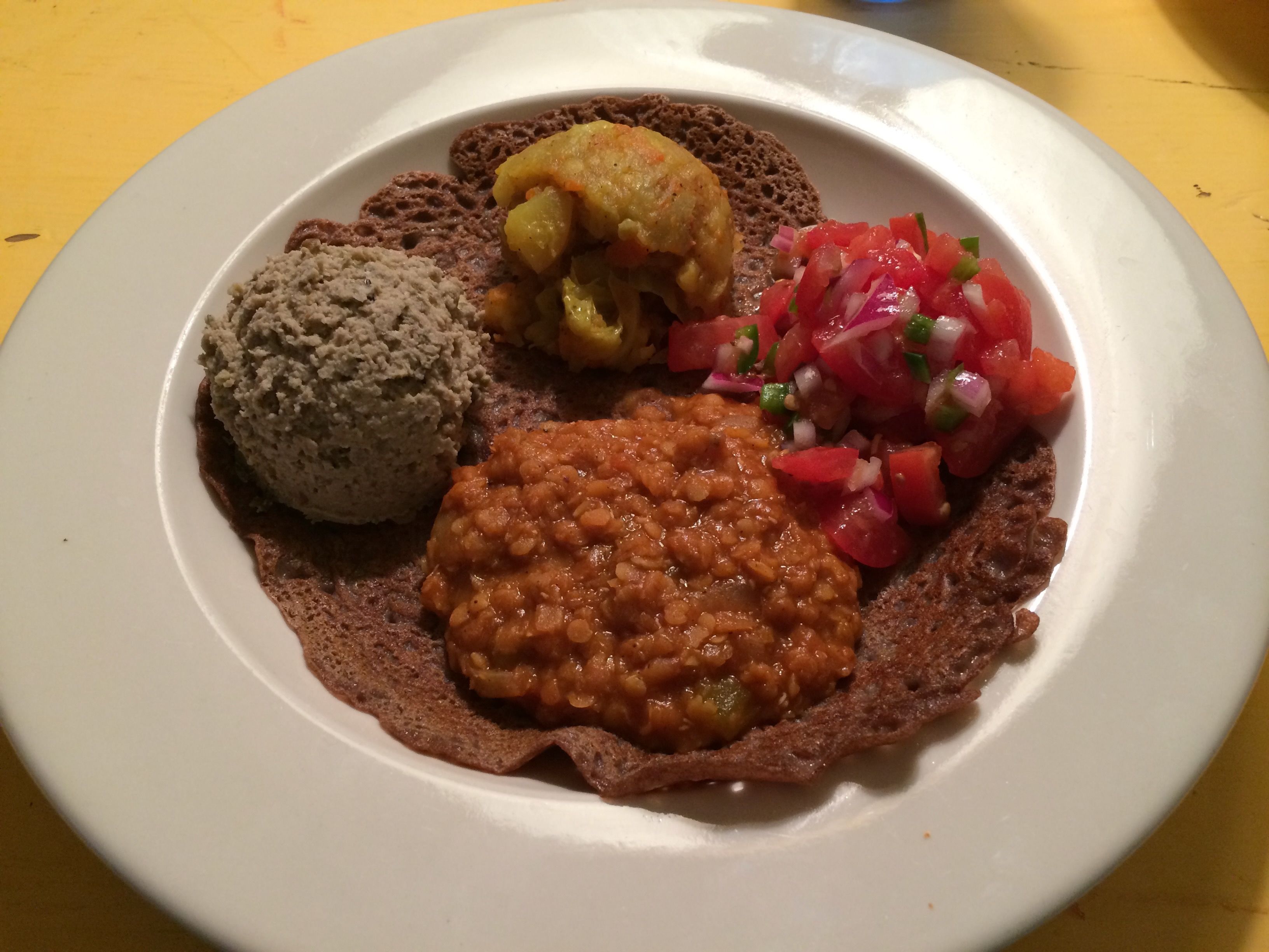 Ethiopian meal from the vegan cultural dinners series at the Red Herring restaurant, 2014-02-19