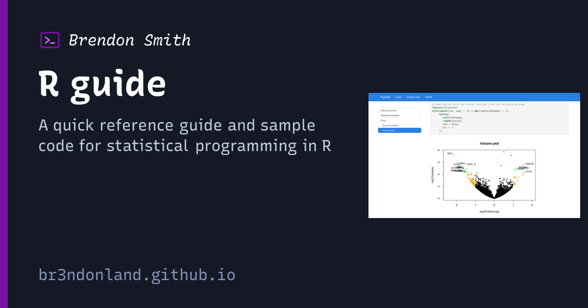 Brendon Smith: Projects - R guide